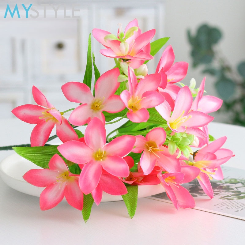 MYSTYLE BUNGA PLASTIK LILY XC6 BUNGA HIAS PLASTIC ARTIFICIAL BUNGA ARTIFISIAL MURAH-PINK