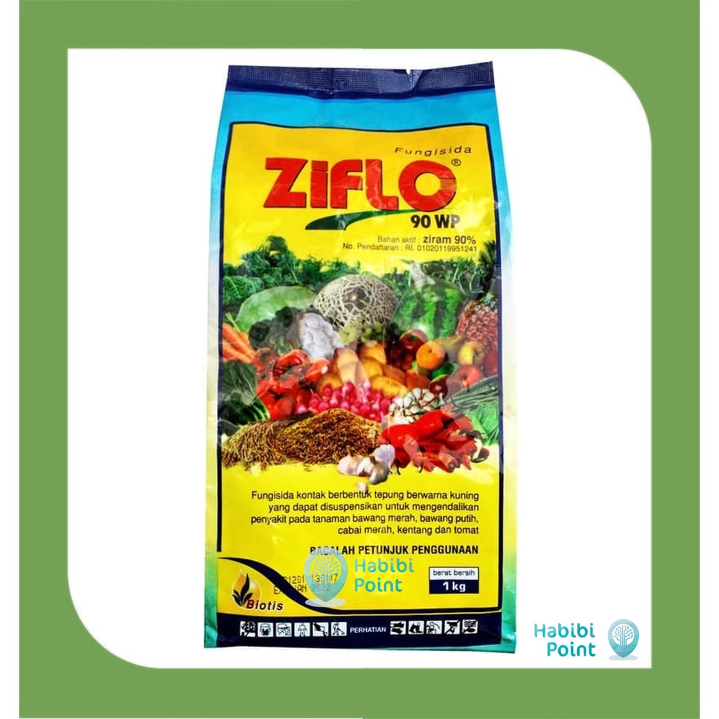FUNGISIDA ZIFLO 90 WP 800GRAM - Pencegah Penyakit : Bercak Daun Karat Daun Busuk Buah Busuk Batang /