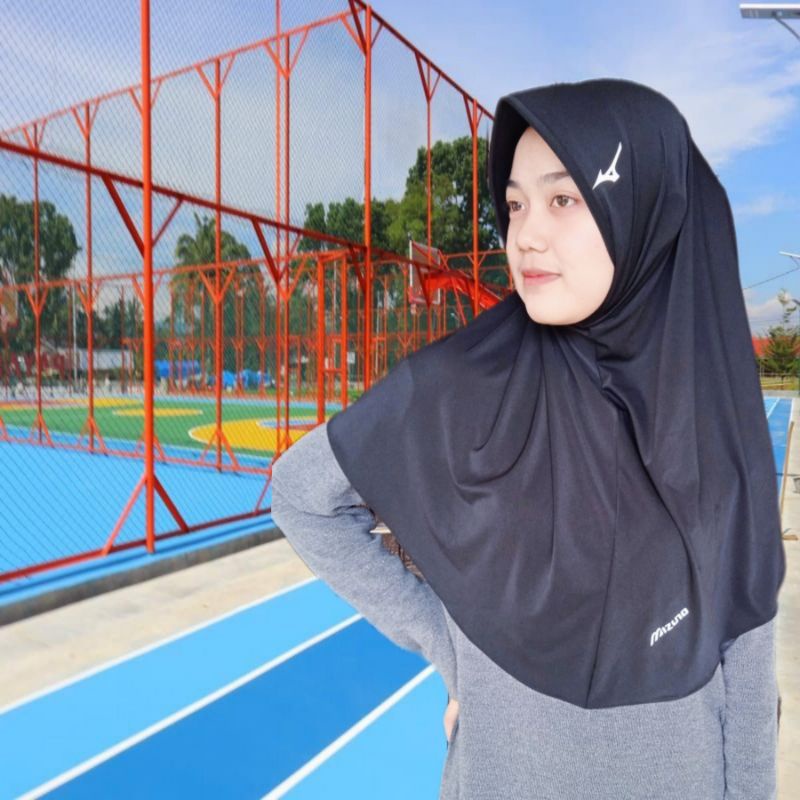 Hijab sport menutup dada/Bergo sport menutup dada/hijab sport syar'i/hijab sport logo-polos