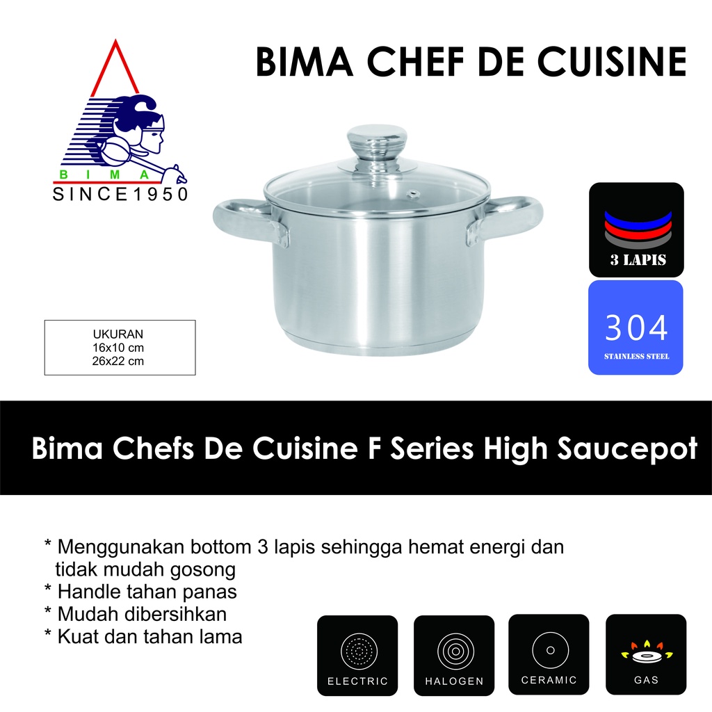 Bima Chef de Cuisine High Saucepot F Series 26x22 cm