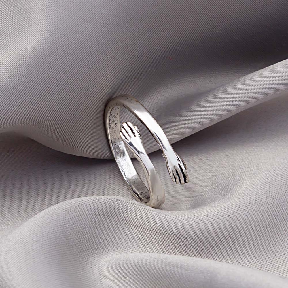 Cincin Model Terbuka Lapis Emas Perak Dapat Disesuaikan Untuk Wanita