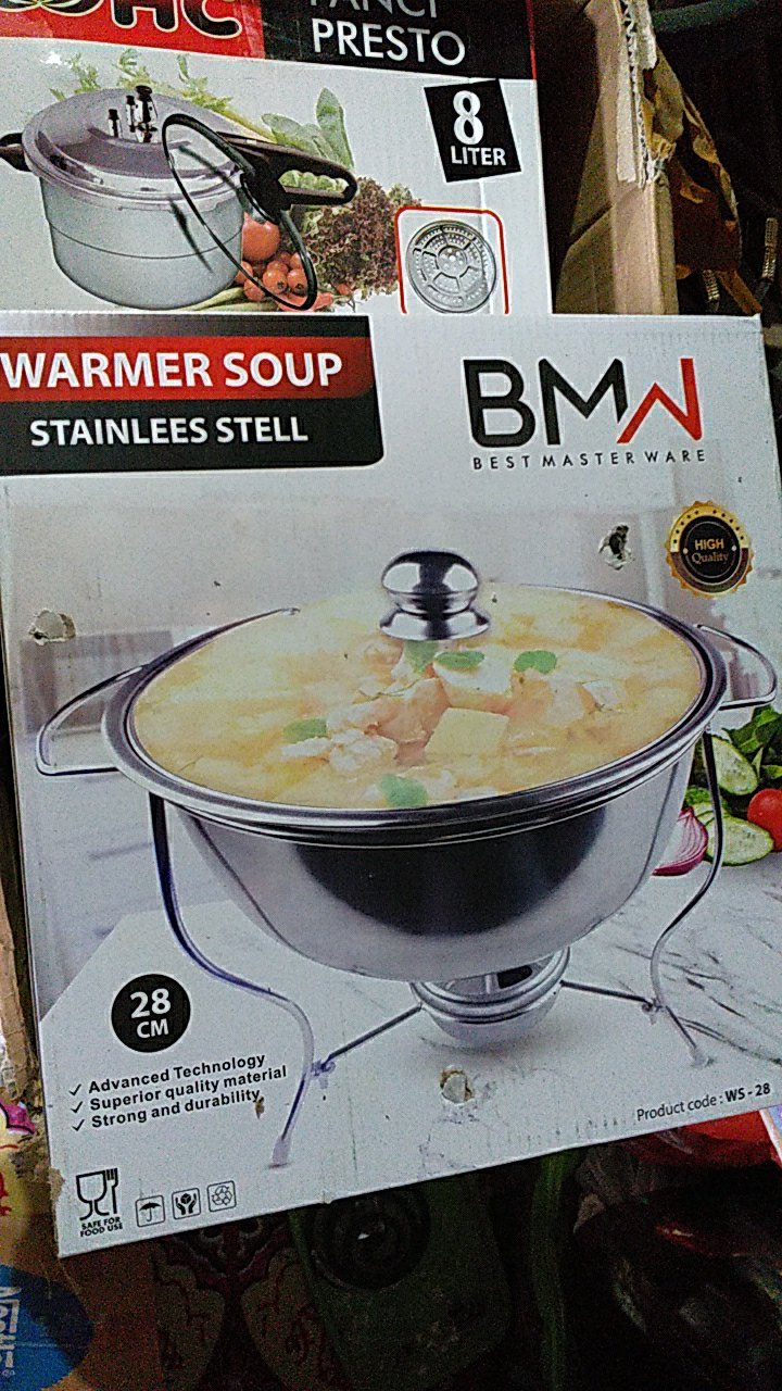 Set 4 Prasmanan Segi Stainless + 1 Warmer Stove Bulat + 5 Sendok Paket Hemat - Alat Dapur Pontianak