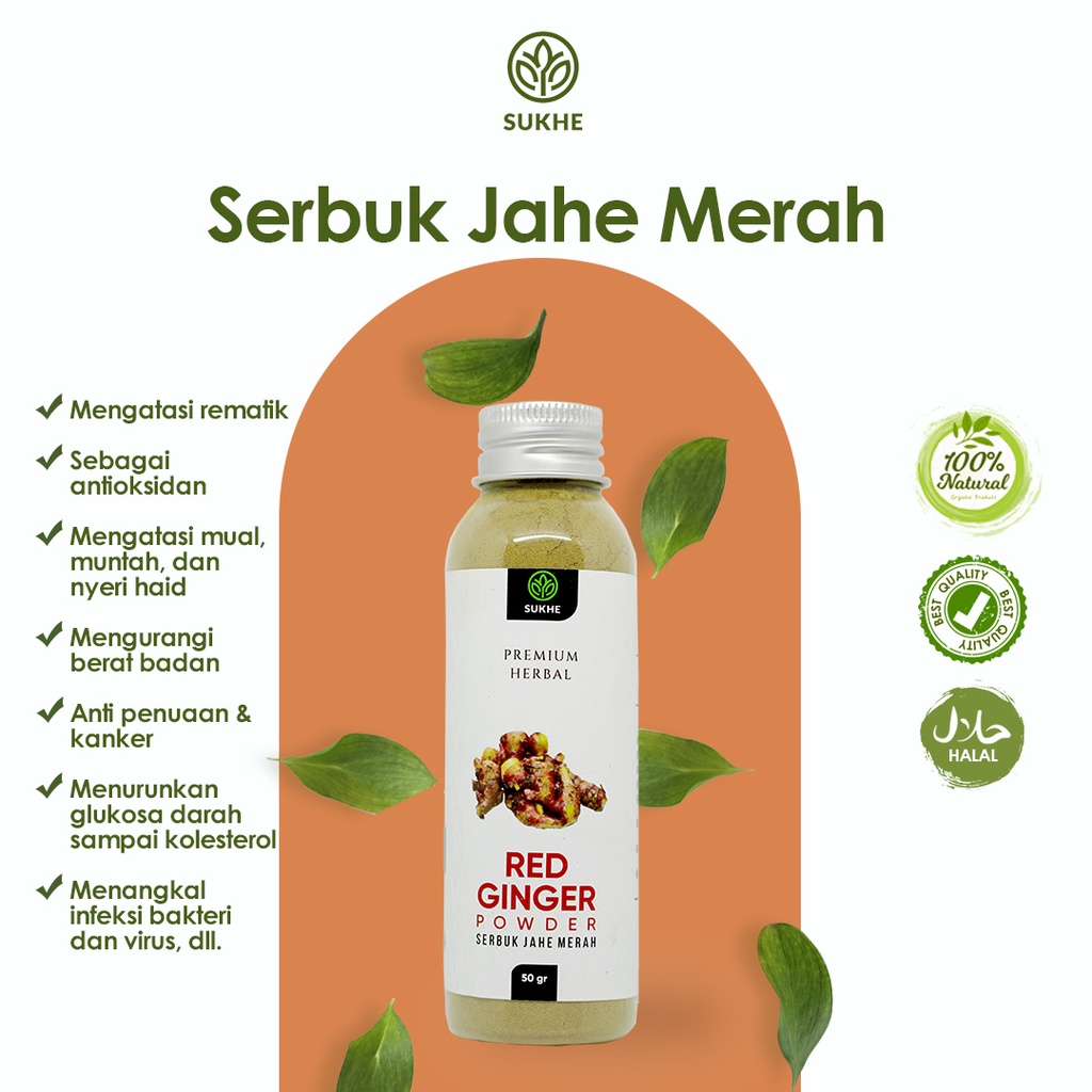 

Jahe Merah Bubuk 50gr, 120gr / minuman jahe merah / serbuk jahe merah / jahe merah bubuk murni