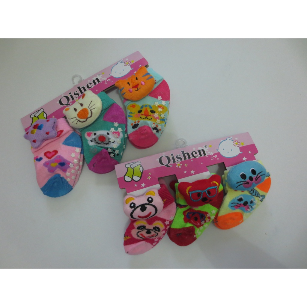 (3Pasang) Kaos Kaki Bayi Boneka Motif 3in1 0-6 bulan