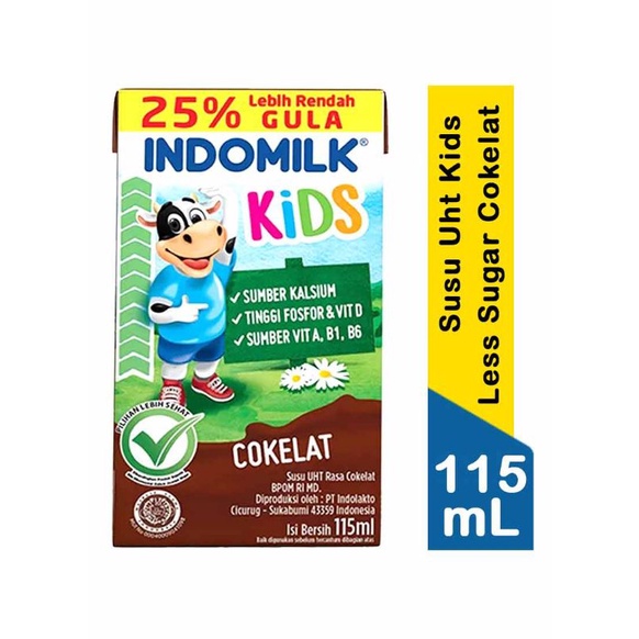 

Indomilk Susu Cair Uht Kids Less Sugar Cokelat 115mL