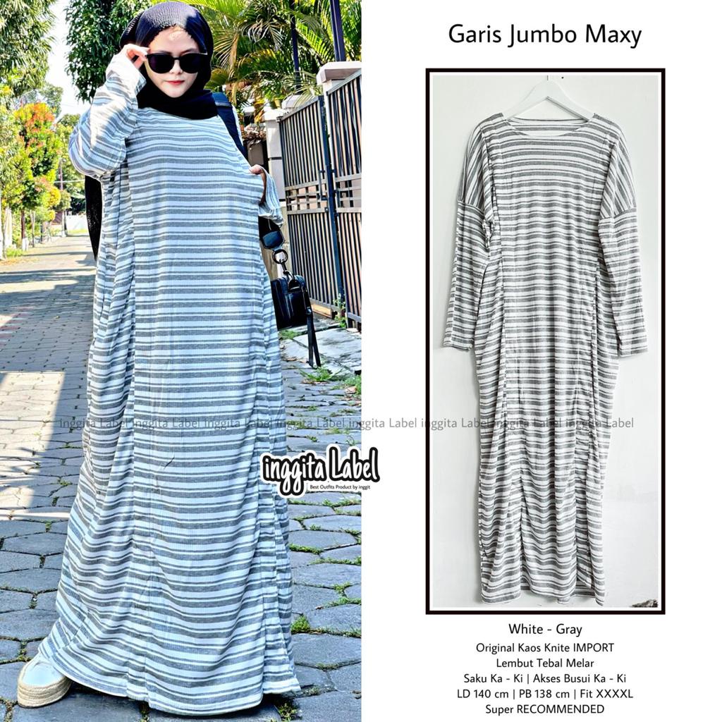 DRESS MAXY WANITA JUMBO/DRESS ORIGINAL KAOS KNIT IMPORT JUMBO LD 140 CM FIT XXXXL/GARIS JUMBO MAXY
