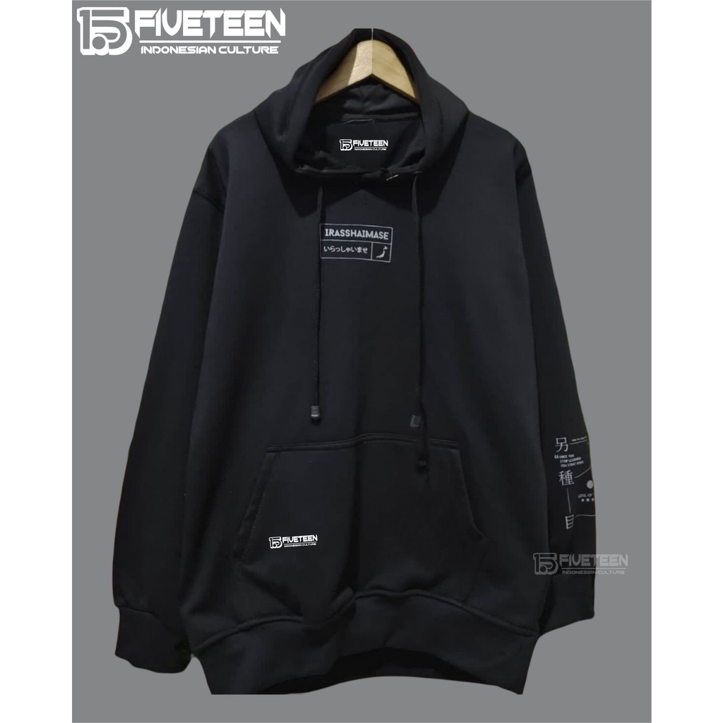 hoodie distro fifteen15 warna hitam irasshaimase sweater distro pria kain halus suwiter cowok distro terbaru 2021 hudie cowo keren zipper hoodie distro hoodie sweater zipper blds high quality distro 15fiffteen