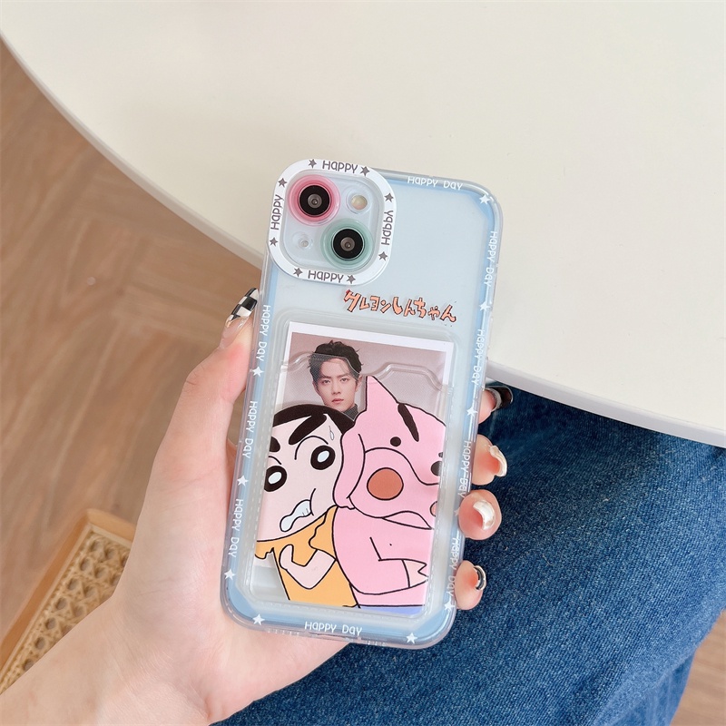 Soft Case Transparan Motif Crayon Shin-chan Untuk iPhone 12 13 Pro MAX 11 X XR XS MAX 7 8 Plus