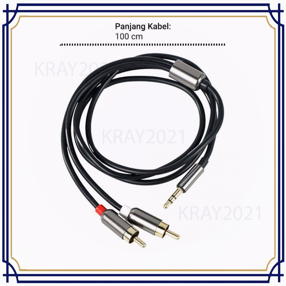 Kabel AUX 3.5mm Male ke 2 RCA Male 1 Meter - CB123