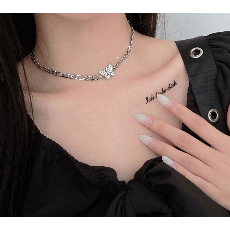 Butterfly Series Choker Korean IG Rhinestone  Light Luxury Niche Was Thin Clavicle Necklace