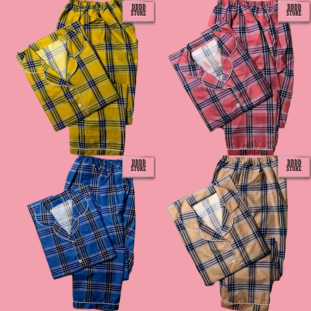 PIYAMA WANITA / BAJU TIDUR WANITA CP SALUR &amp; POLKADOT NEW KATUN JUMBO