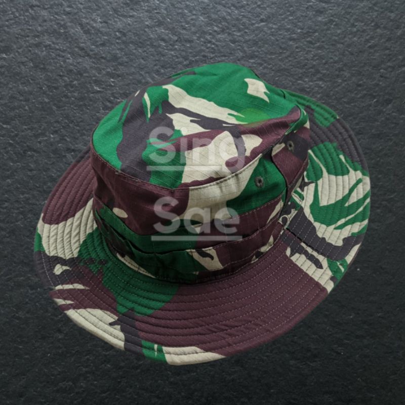 Topi Rimba Jatah Pembagian TNI/topi daun lebar/bucket hat/topi loreng tni