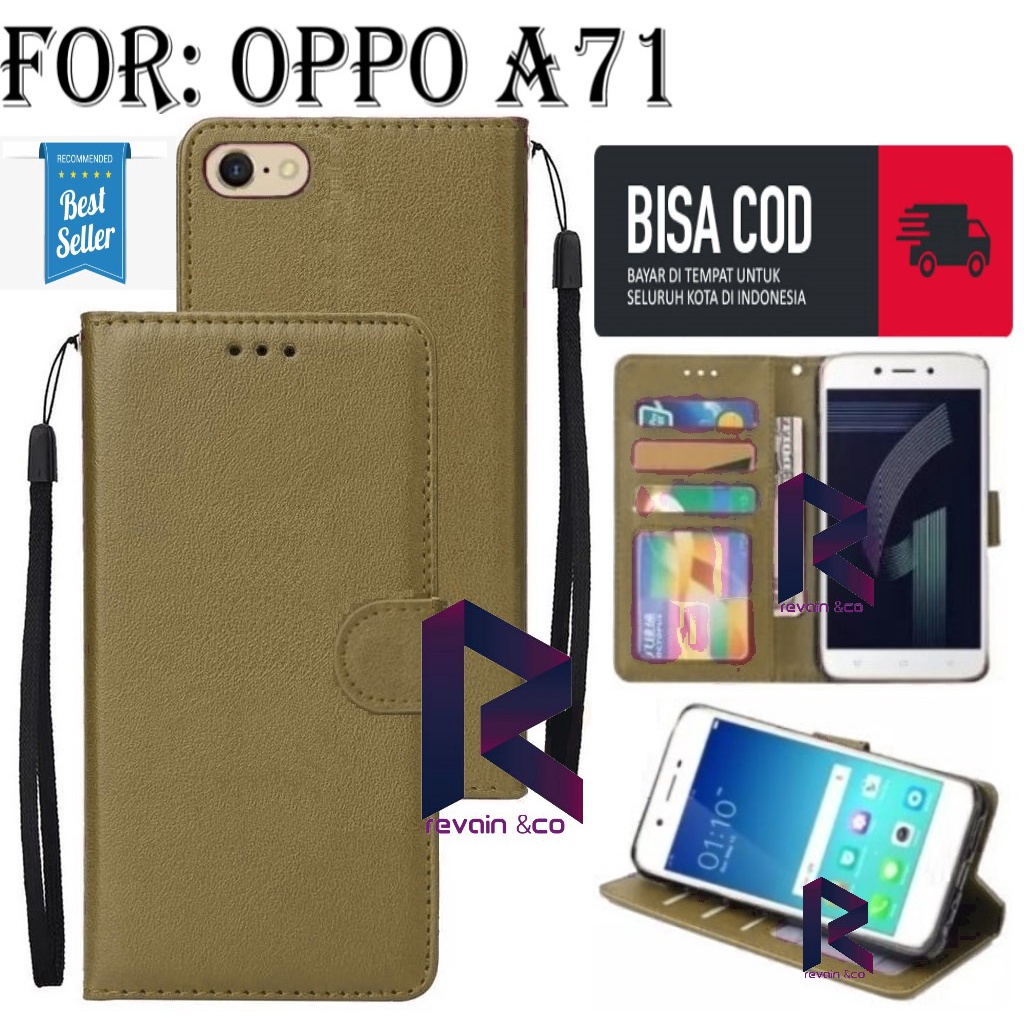 SARUNG KULIT OPPO A71 FLIP WALLET LEATHER KULIT PREMIUM SARUNG BUKA TUTUP FLIP CASE OPPO A71