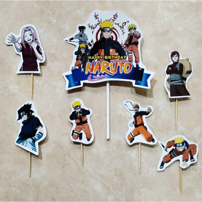 topper toper hiasan tusukan kue cake nasi tumpeng puding ulang tahun happy birthday karakter naruto