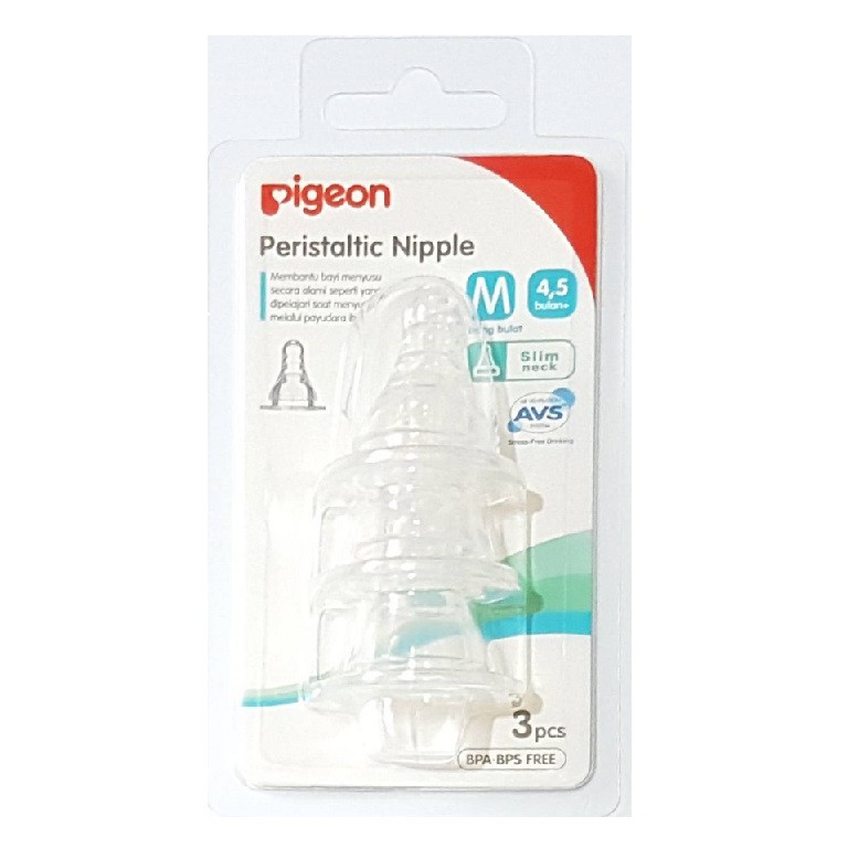 Pigeon Peristaltic Slim Neck Nipple M (isi 3pcs)