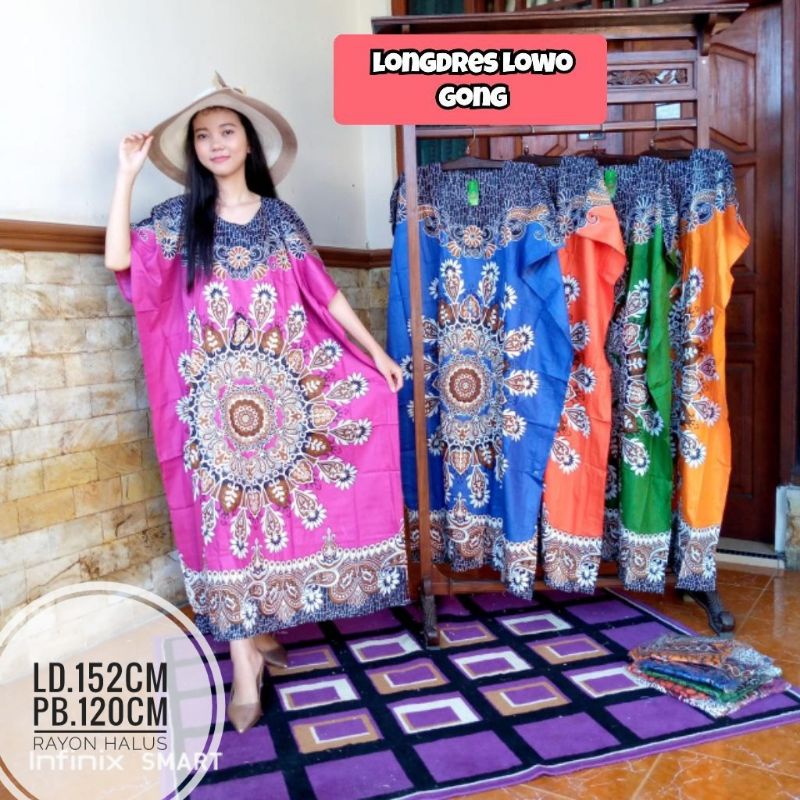 daster kekinian jumbo lowo bali longdress kelelawar sedap malam tali serut muat bb 100kg realpict-Gong