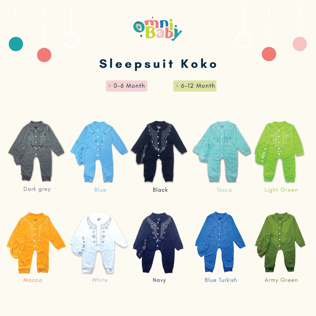 Jumpsuit Koko Bayi / Romper Panjang Koko Bayi/ Pakain Muslim Bayi Laki-laki SNI