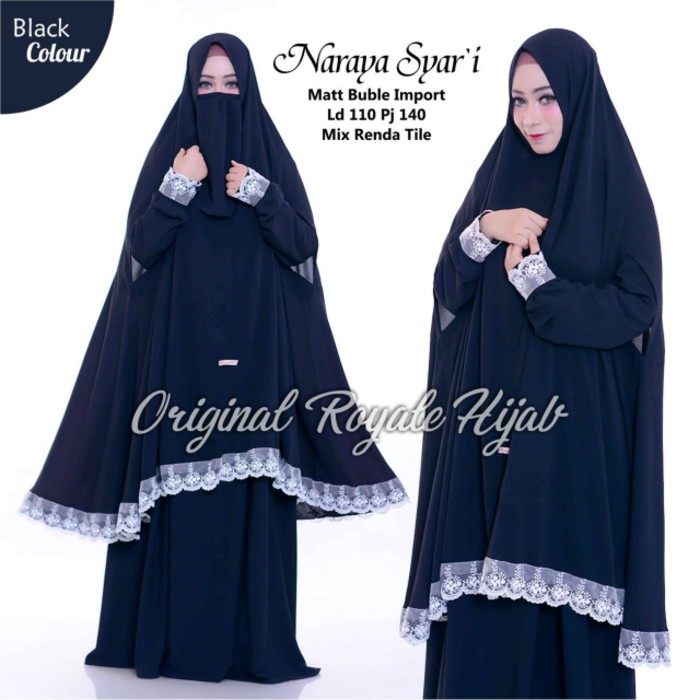 Super Sale Gamis Syari Setelan Cadar Busana Muslimah Polos Cantik NARAYA Ori