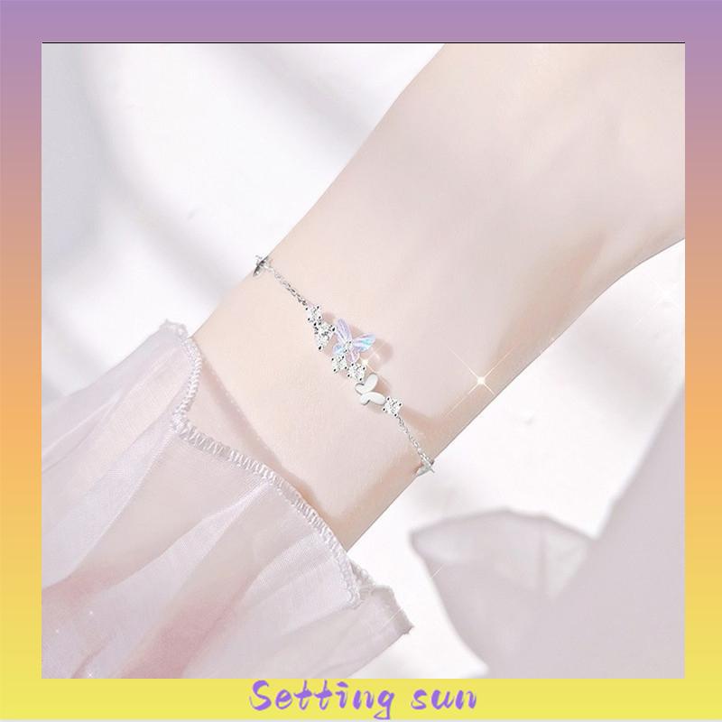 Gelang Kupu-kupu High-end Mewah Ringan Pacar Dreamy Temperamen Gelang Bulan Sabit Wanita TN