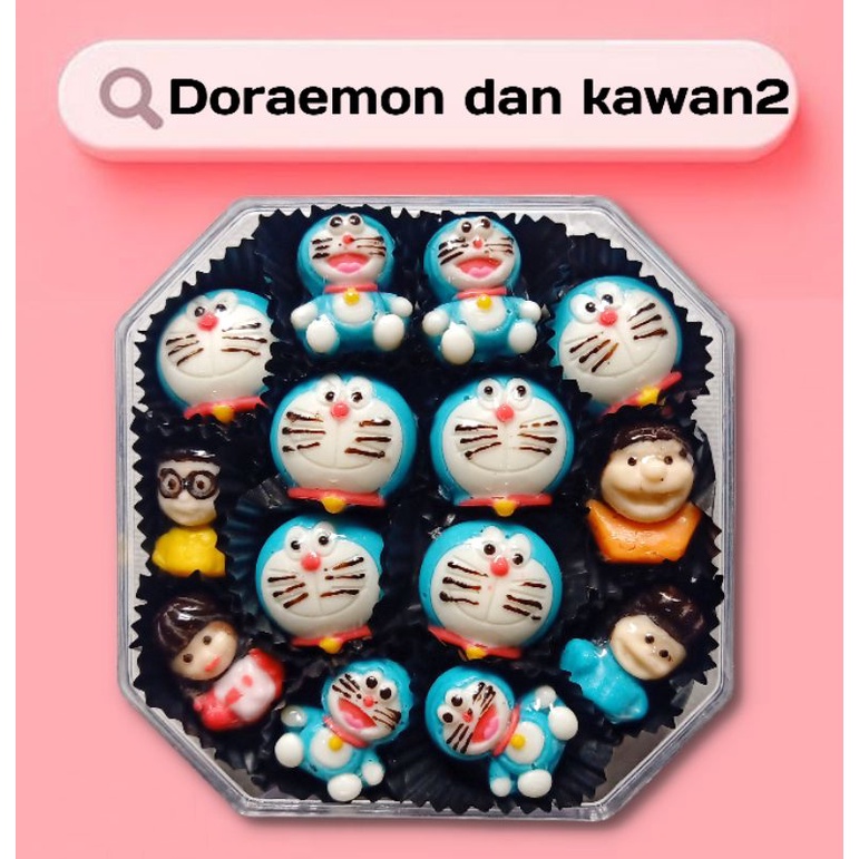 

Coklat karakter Doraemon toples s8 Nobita Sizuka Giant Suneo souvenir karakter buat kado hampers lebaran idul Fitri 1444H