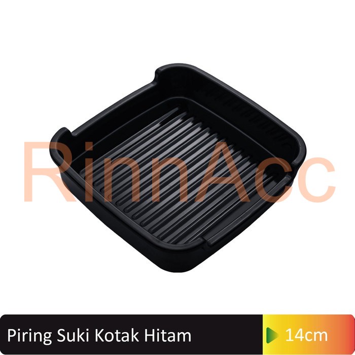 Piring Suki Kotak 14cm / Suki Plate / Peralatan Shabu Shabu / Yakiniku Melamin / Piring Wagyu Hitam Putih