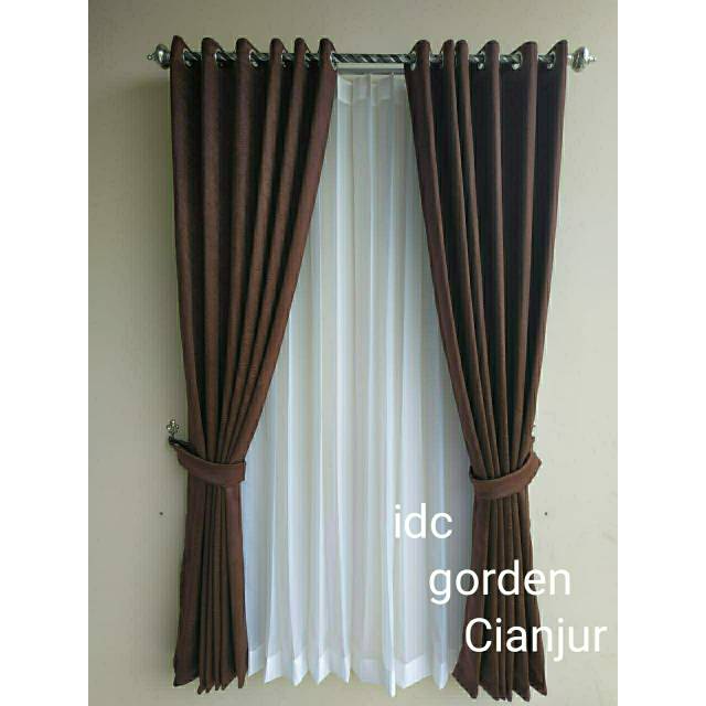 Gorden Blackout Polos Syani 1 Bahan Tebal Motif Embos Bunga Tembus Depan Belakang Shopee Indonesia
