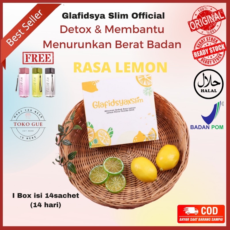 Glafidsya Slim Official bubuk minuman diet ampuh rasa lemon dan guava sekaligus makanan tinggi fiber