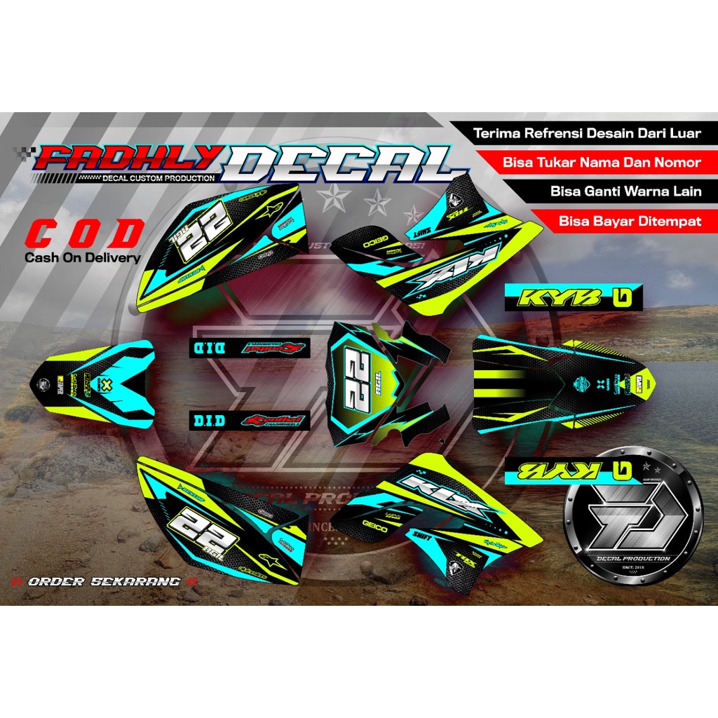 Decal KLX S 150 Biru Kuning Stabilo dan Hitam Elegan Keren (body menyesuaikan)