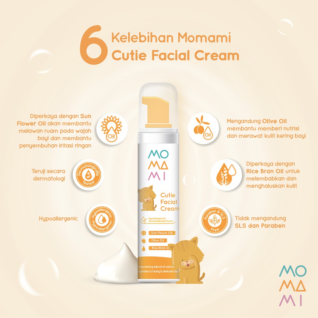 Momami Cutie Facial Cream Krim Wajah Bayi Aman untuk Newborn