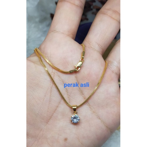 Kalung Milano anak + Liontin Desi, Perak 925, Sepuh Emas Kuning