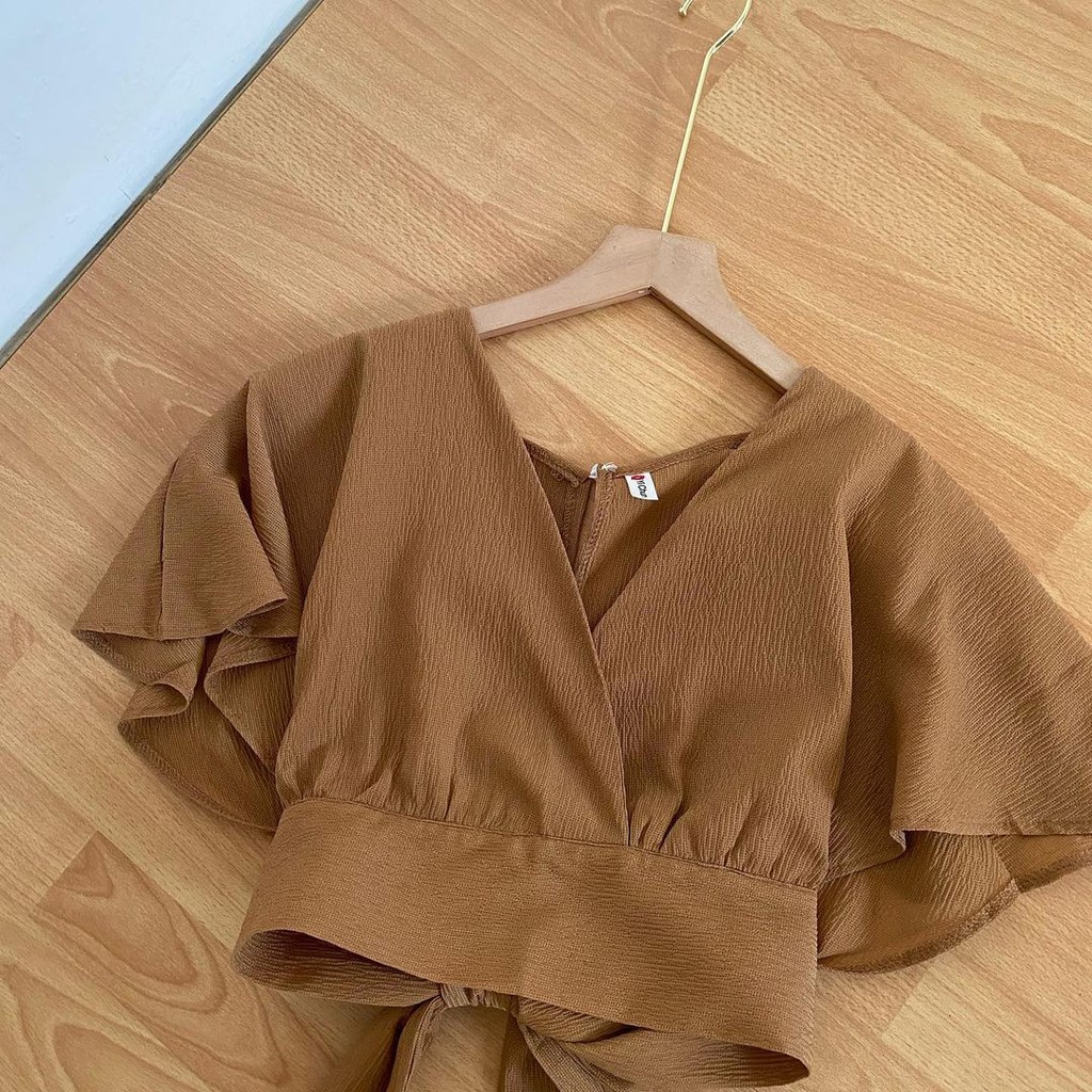 COD - Bow Back Cardi Femei Outer Crop Outher Croped Webbing Top Korean Premium Beautycrepe Fit L Fashion Baju Atasan Blouse Wanita Muslim Casual Style-Milo