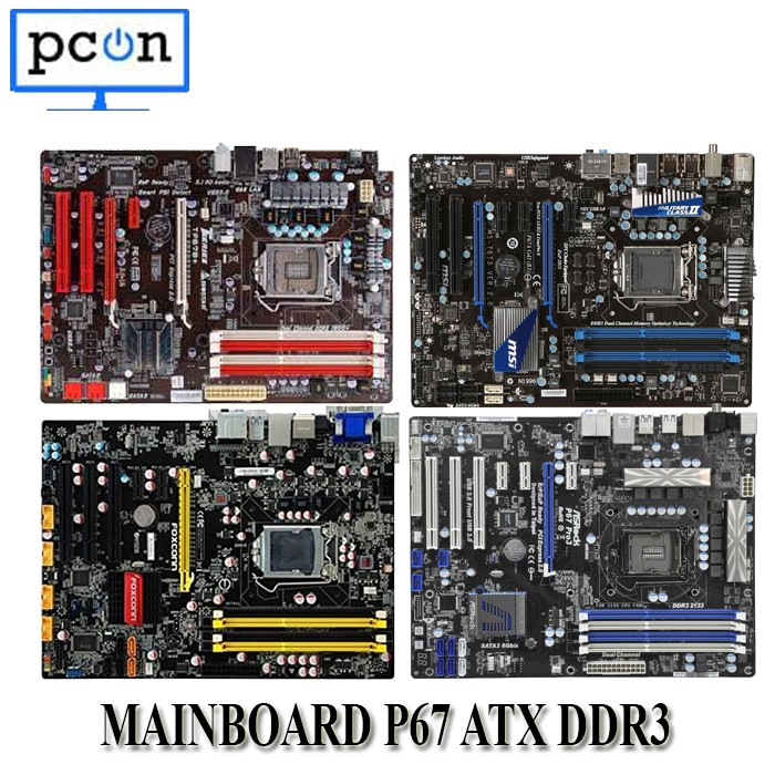 Mainboard Intel LGA 1155 P67 4 Slot ram VGA Offboard Merek campur