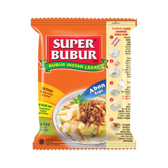 

BERAS- SUPER BUBUR ABON SAPI SINGLE 45 GR -UNGGULAN.