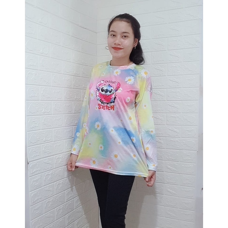 Rillo - Kaos Longsleeve Ovesize Tie Dye Sablon 3D Plastisol