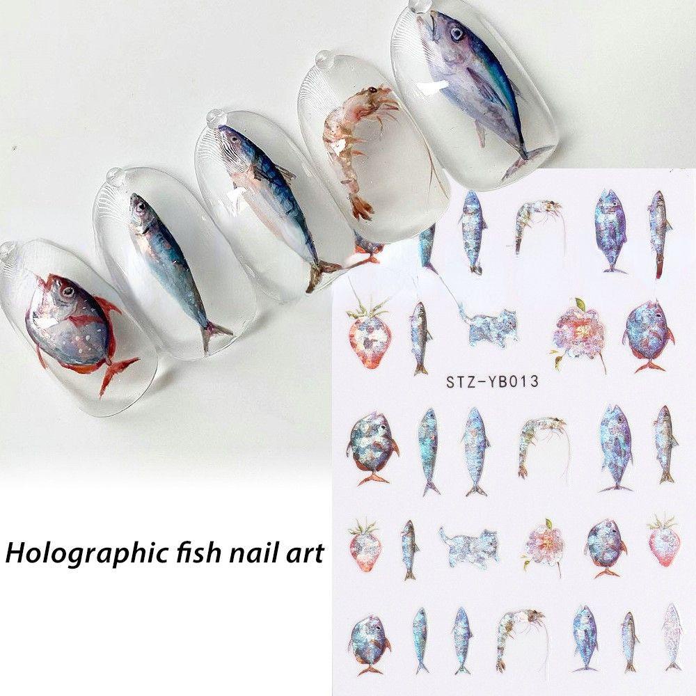 Mxbeauty 5pcs / Set Stiker Kuku Motif Kartun Ulat 3D Untuk Nail Art / Manicure DIY