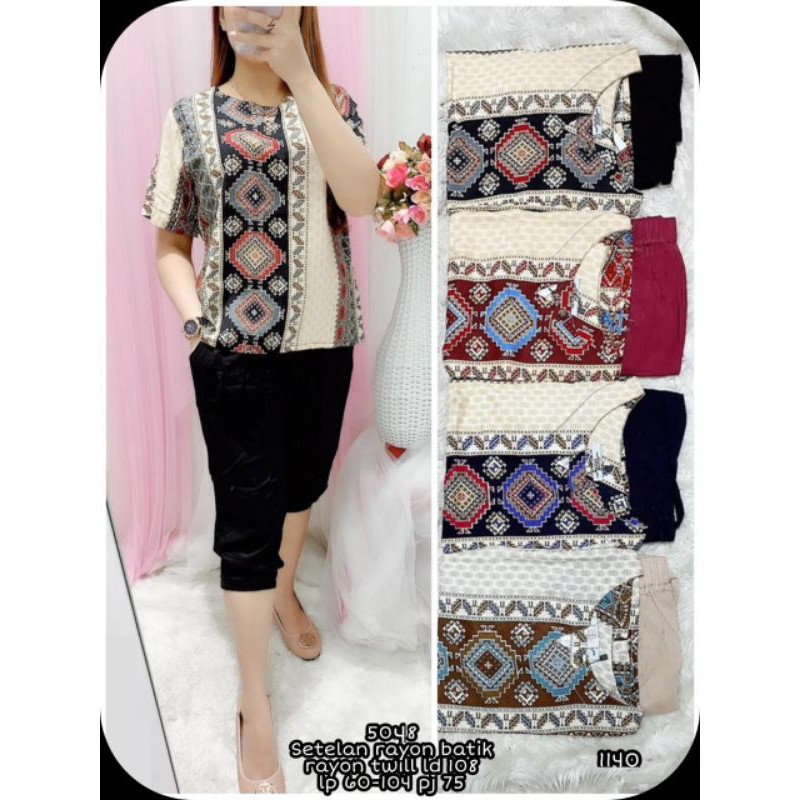 5048 setelan rayon batik Rayon twill