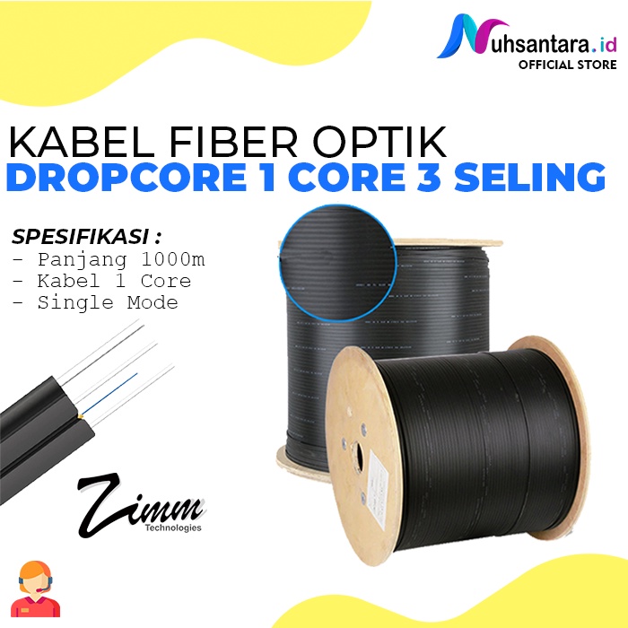 Kabel 4 Core 3 Seling Fiber Optik 1000m Kabel Dropcore