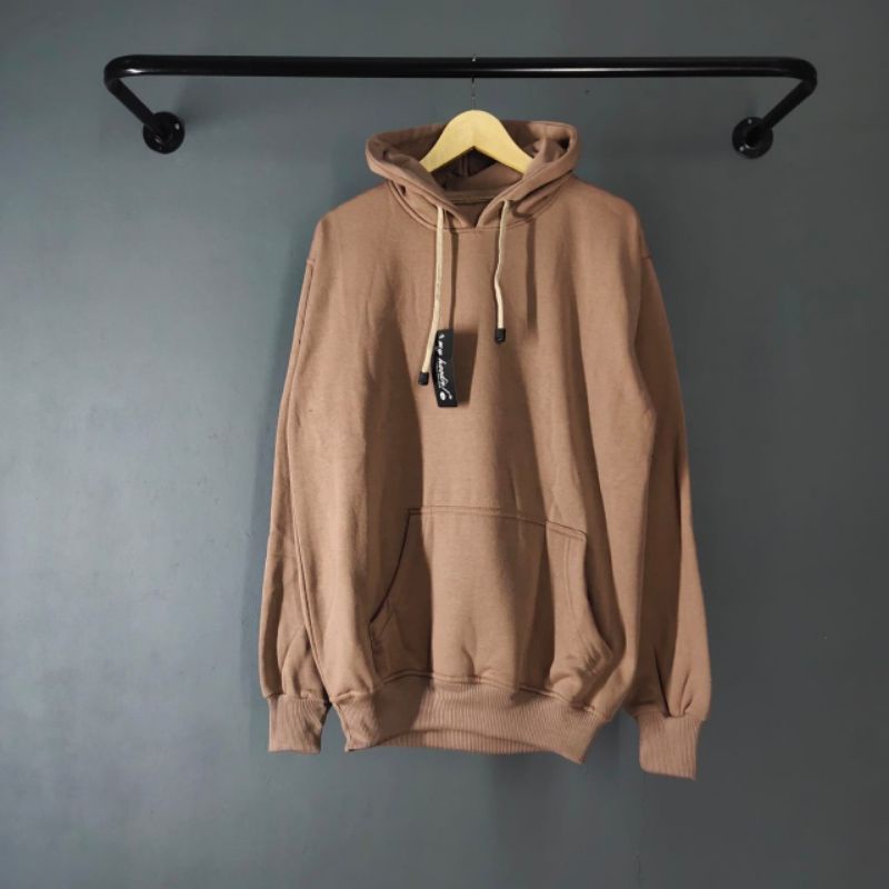 JAKET HOODIE POLOS HOODIE POLOS BAHAN TEBAL-COKLAT