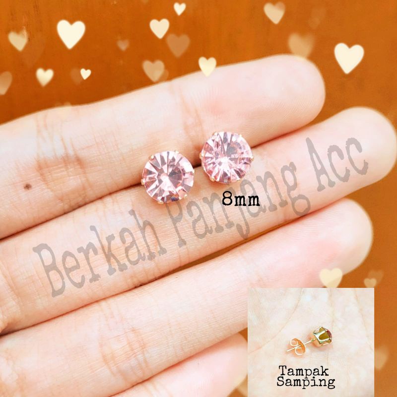 Anting permata satu zircon  warna perhiasan emas korea anti karat dan anti luntur