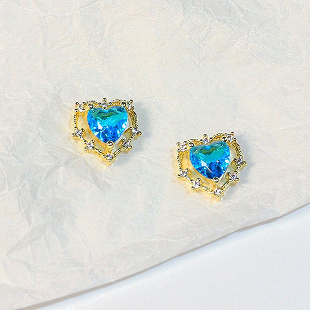 AUGUSTINA Agustina Hati Nail Art Dekorasi Wanita Warna-Warni Fashion Zirkon 3D Perhiasan Kuku