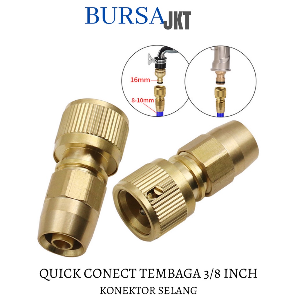 KONEKTOR SELANG 3/8 INCH QUICK CONNECT BAHAN BESI TEMBAGA COUPLER