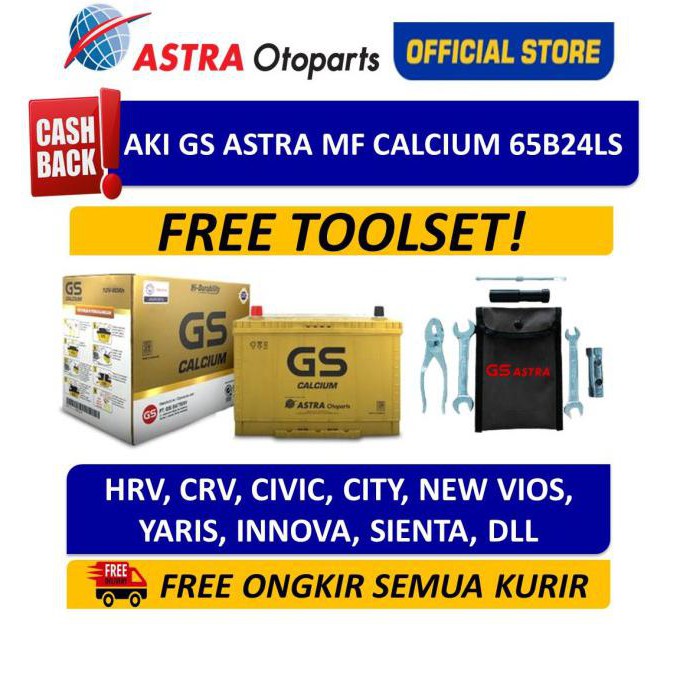 Aki Gs Astra Calcium 65B24Ls Aki Untuk Mobil Hrv Gscal-65B24Ls