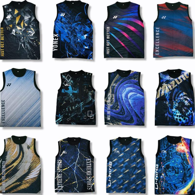 Kaos | Atasan Singlet Mizuno// Jersey Badminton. Jersey olahraga Pria//Baju Futsal Volly
