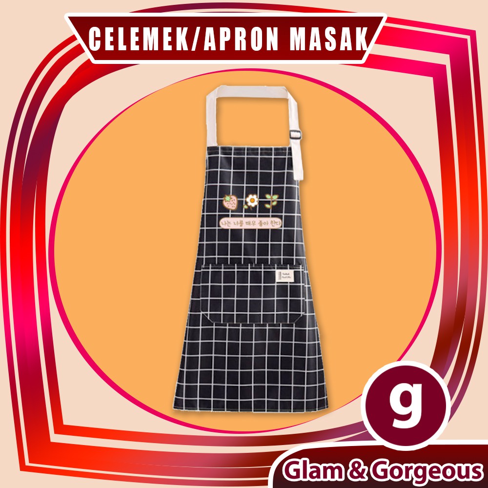 Apron Celemek Masak Barista Dapur Motif Garis Waterproof CM011