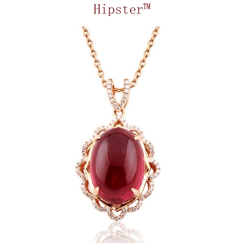 New Graceful and Fashionable Rose Gold Inlaid Ruby Pendant Clavicle Chain