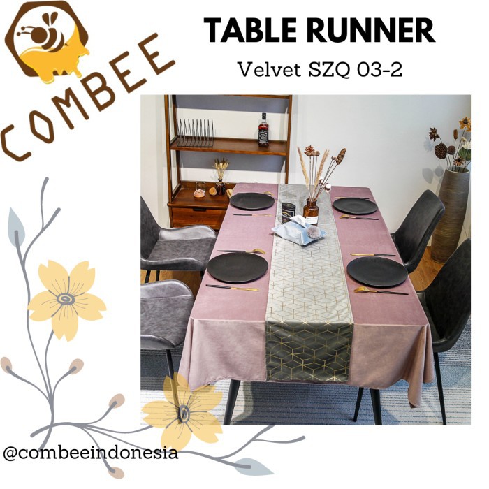 Table Runner / Taplak Meja Hiasan Meja / Penghias / Aksesoris / Polyester / Velvet / Premium - SZQ03