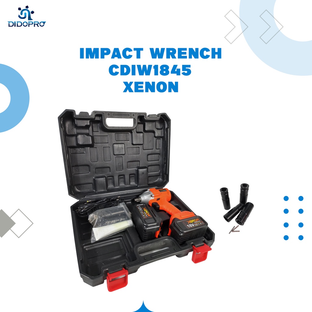 XENON 18V IMPACT WRENCH CORDLESS - Mesin Impact Wrench Baterai Charger Pembuka Baut Buka Baut