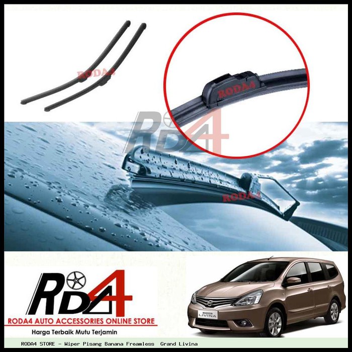 Wiper Mobil Grand Livina 24 14 Frameless Banana 1 Set 2 Pcs