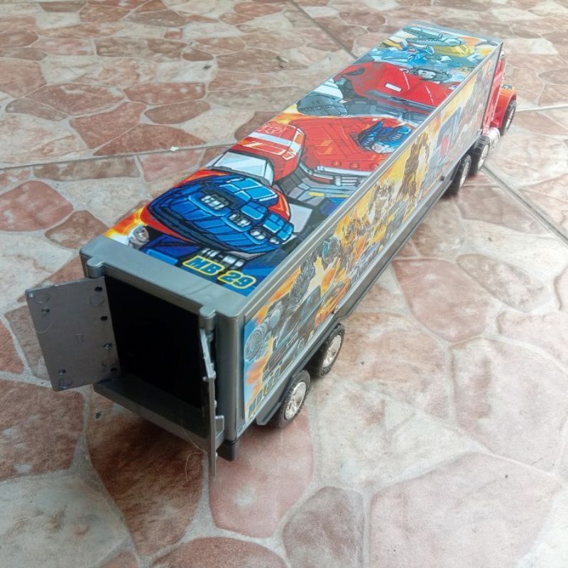 mainan truk kontainer transformers - mobil trailer anak edukatif