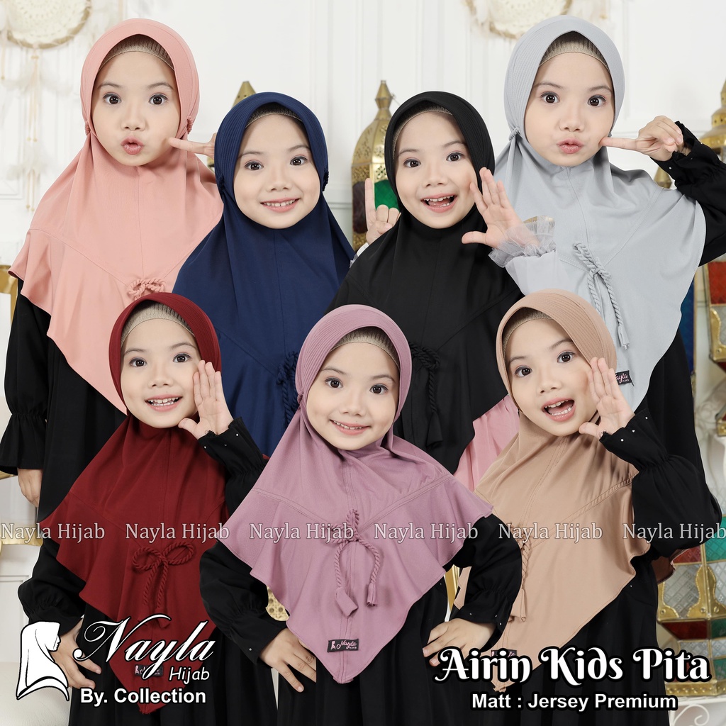 Kerudung Anak Tali Kepang AIRIN KIDS PITA Hijab Instan Anak Jersey Airis Terbaru Nayla Hija'b